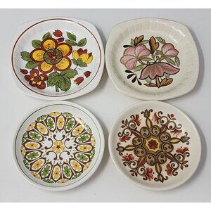 1970s Mismatched Trinket Dish Royal Worcester Palissy Floral Orange Green Boho